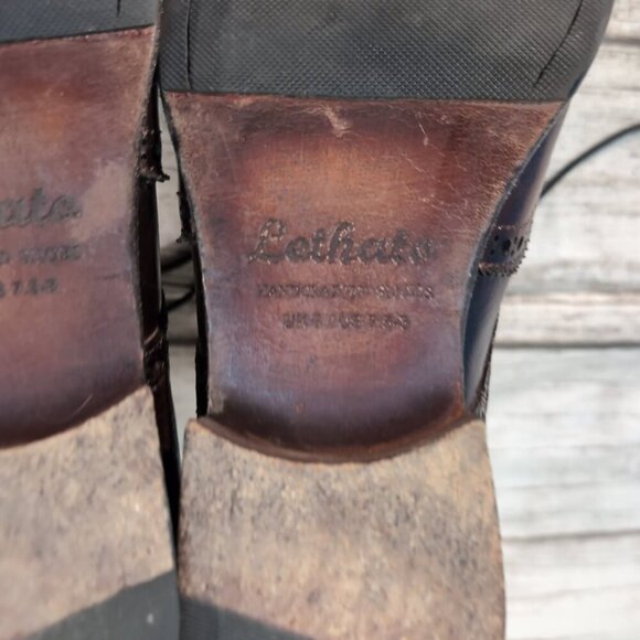 Lehato Brown Embossed Leather Wingtip Brogue Lace-Up Boots – Men’s US 7.5–8 - Picture 9 of 11